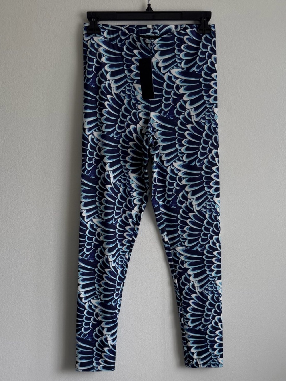 Ed Hardy Navy Blue & Light Blue Feather-Patterned Leggings